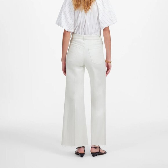 Madewell Flared Wide Leg Crop High Waist Raw Hem Jeans White Size 28 NWT - Picture 2 of 11